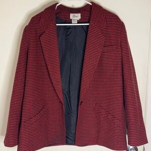 Red and Black Houndstooth Blazer
